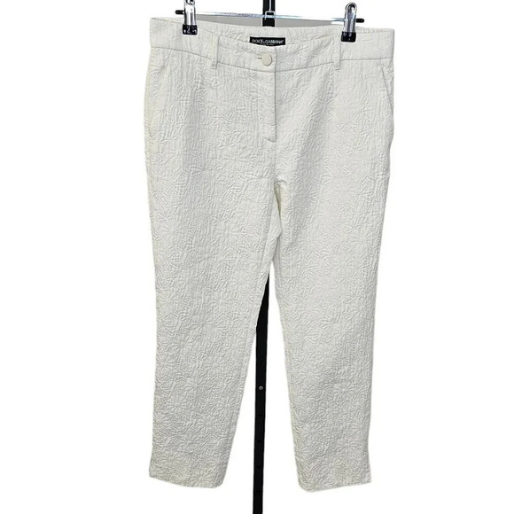 Dolce & Gabanna Womens Floral Embroidered White Cropped Pants Size IT 42 US 6 - Picture 1 of 11